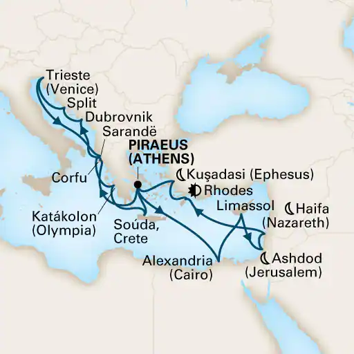 Adriatique, Grèce, Turquie, Chypre, Israël, Egypte