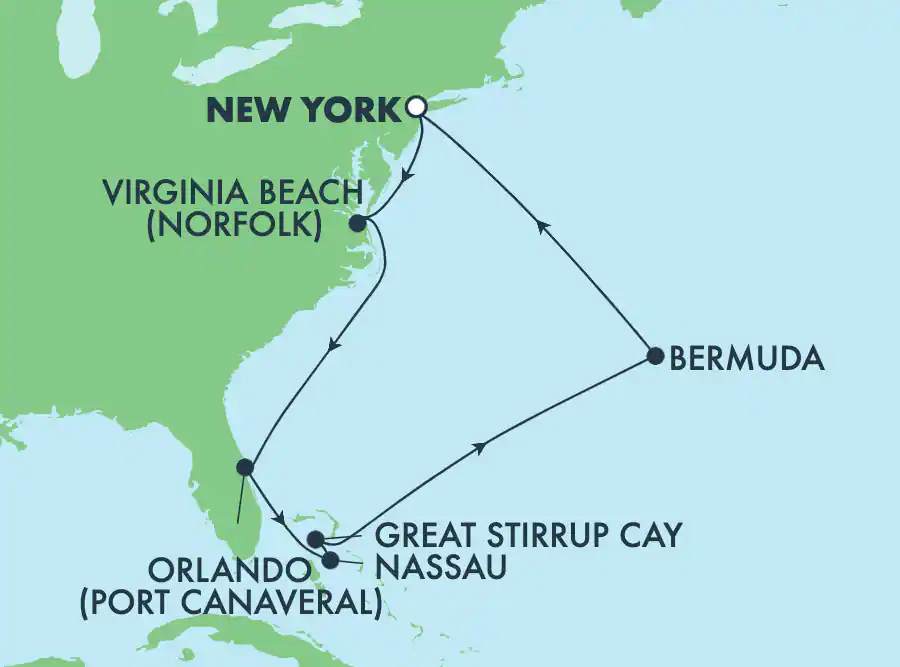 Bermudes et Bahamas : Great Stirrup Cay, Orlando et Virginia Beach