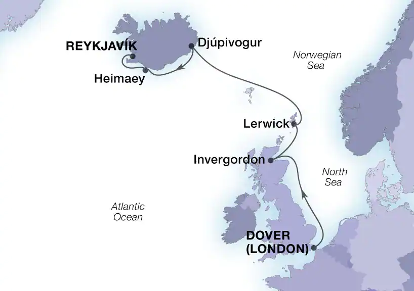 Douvres (Londres) - Reykjavik