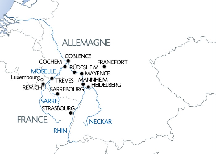 5 Fleuves : Rhin, Neckar, Main, Moselle et Sarre