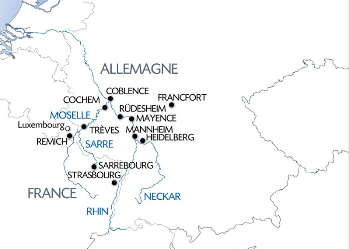 5 Fleuves : Rhin, Neckar, Main, Moselle et Sarre 