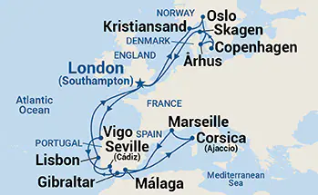 Grande croisière Méditérranée, Atlantique et Europe du Nord
