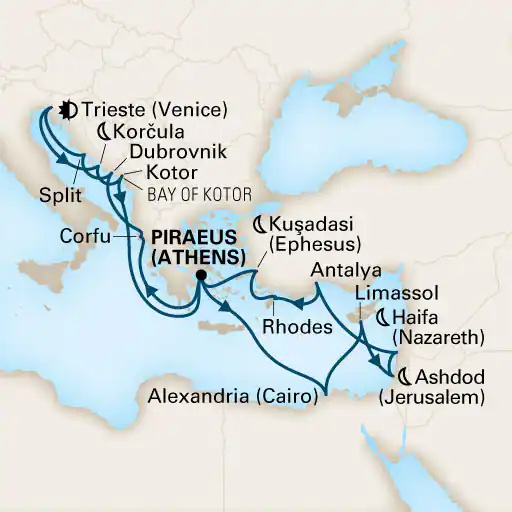 Grèce, Croatie, Monténégro, Italie, Turquie, Egypte, Israël 