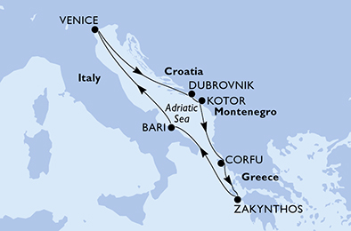 Italie, Croatie, Monténégro, Grèce 