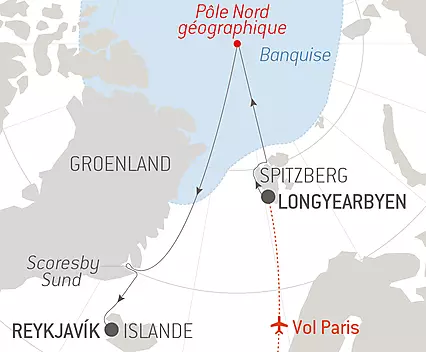 Le pôle Nord géographique et le Scoresby Sund