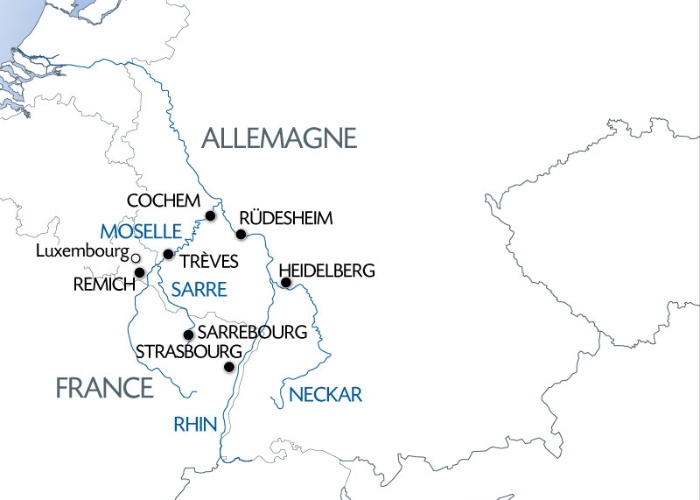 Moselle, la Sarre, le Rhin et le Neckar