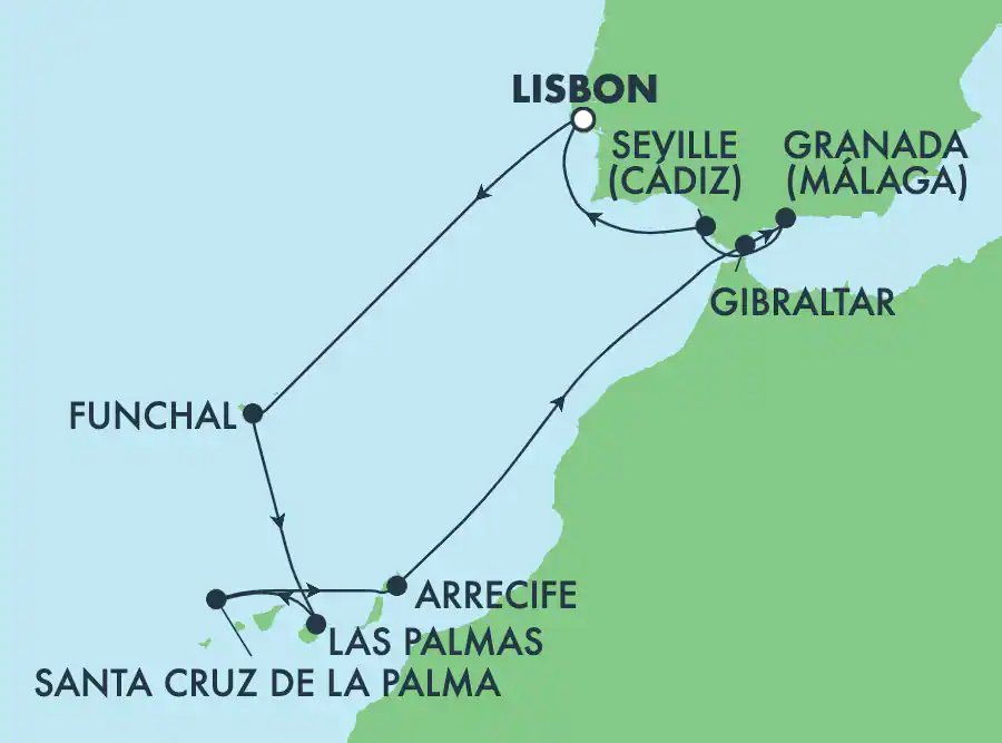 Portugal, Espagne, Gibraltar, Iles Canaries