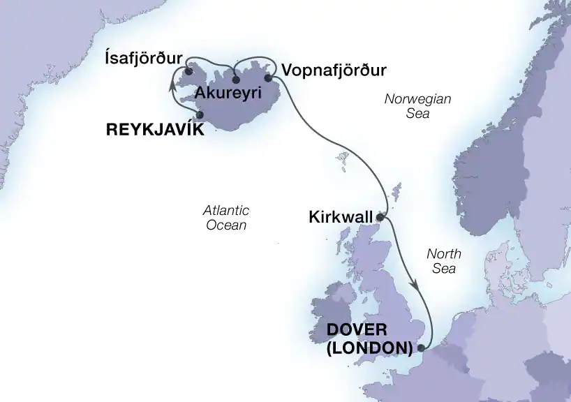Reykjavik - Douvres (Londres)