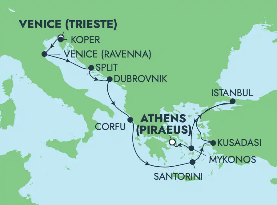 Trieste (Venise) - Le Pirée (Athènes) 