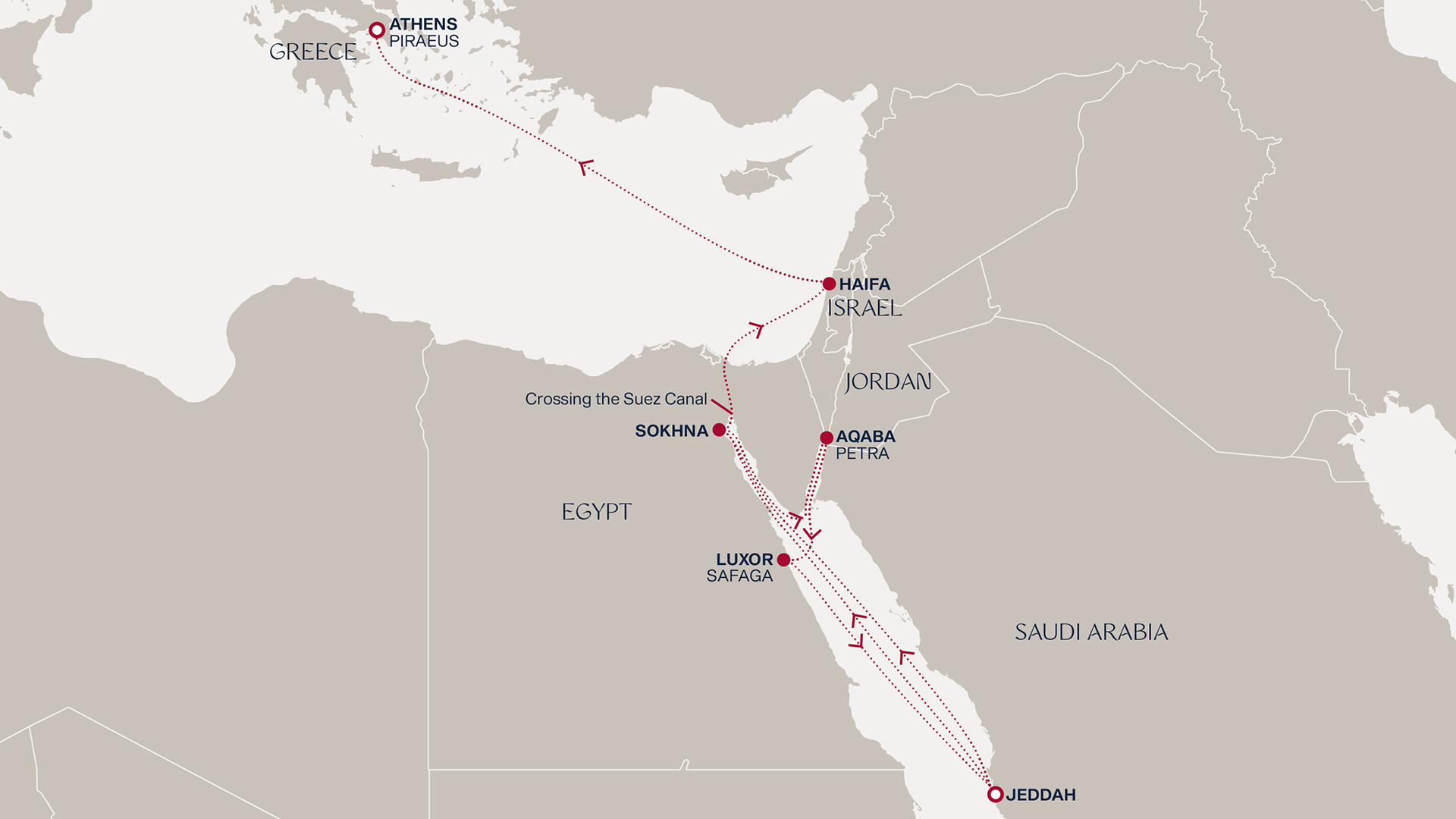 Vers l'Egypte et le Canal de Suez